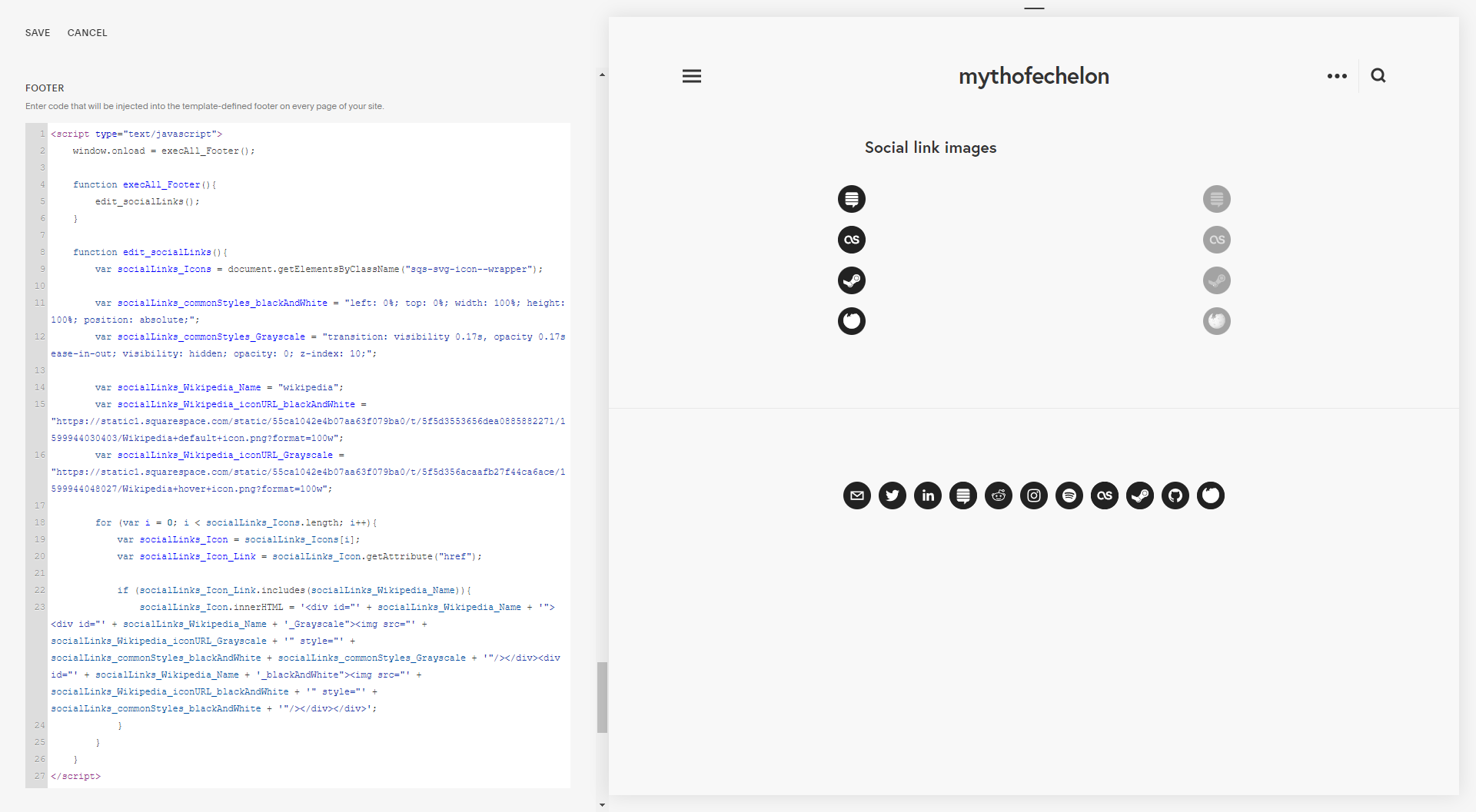 How to make custom Squarespace Tudor social links — mythofechelon